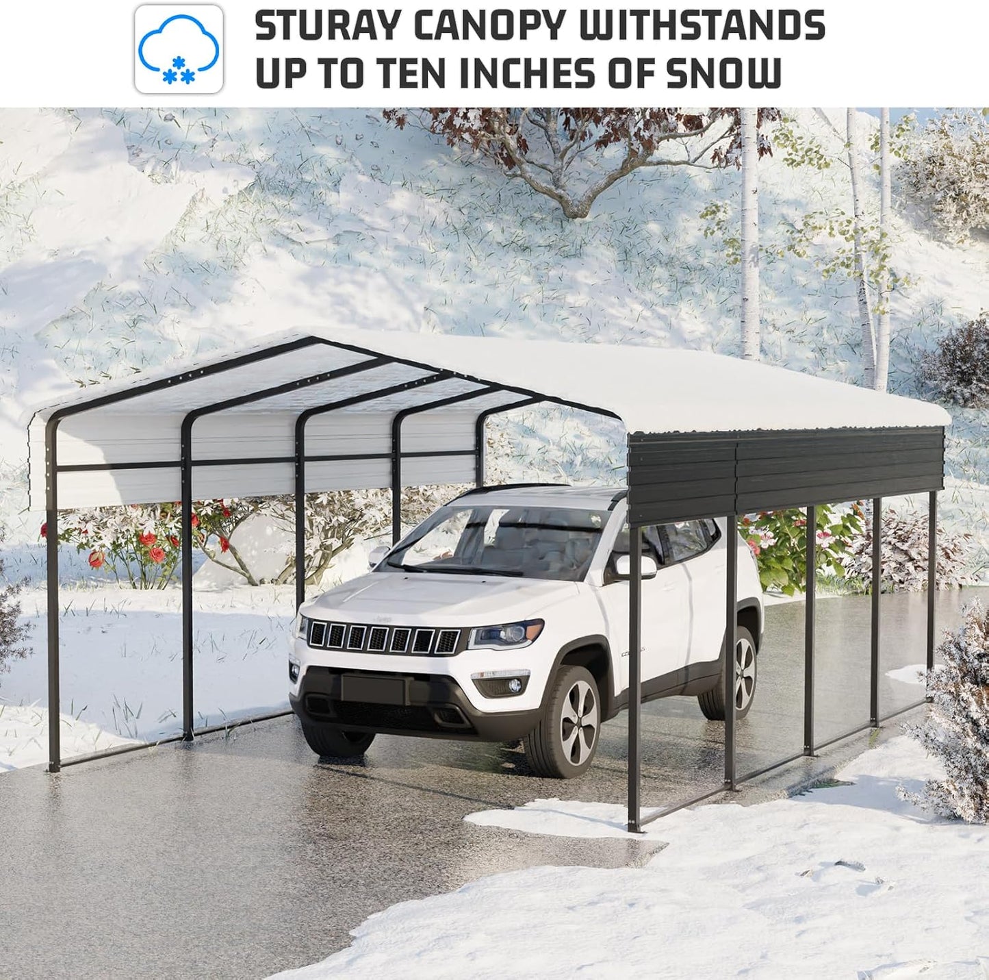 13 x 20 FT Metal Carport with Heavy Duty Galvanized Steel Roof & Durable Frame, Metal Car Garage, Sturdy Canopy Shelter for Car, Truck, Pickup, SUV, Tractor, and Boat