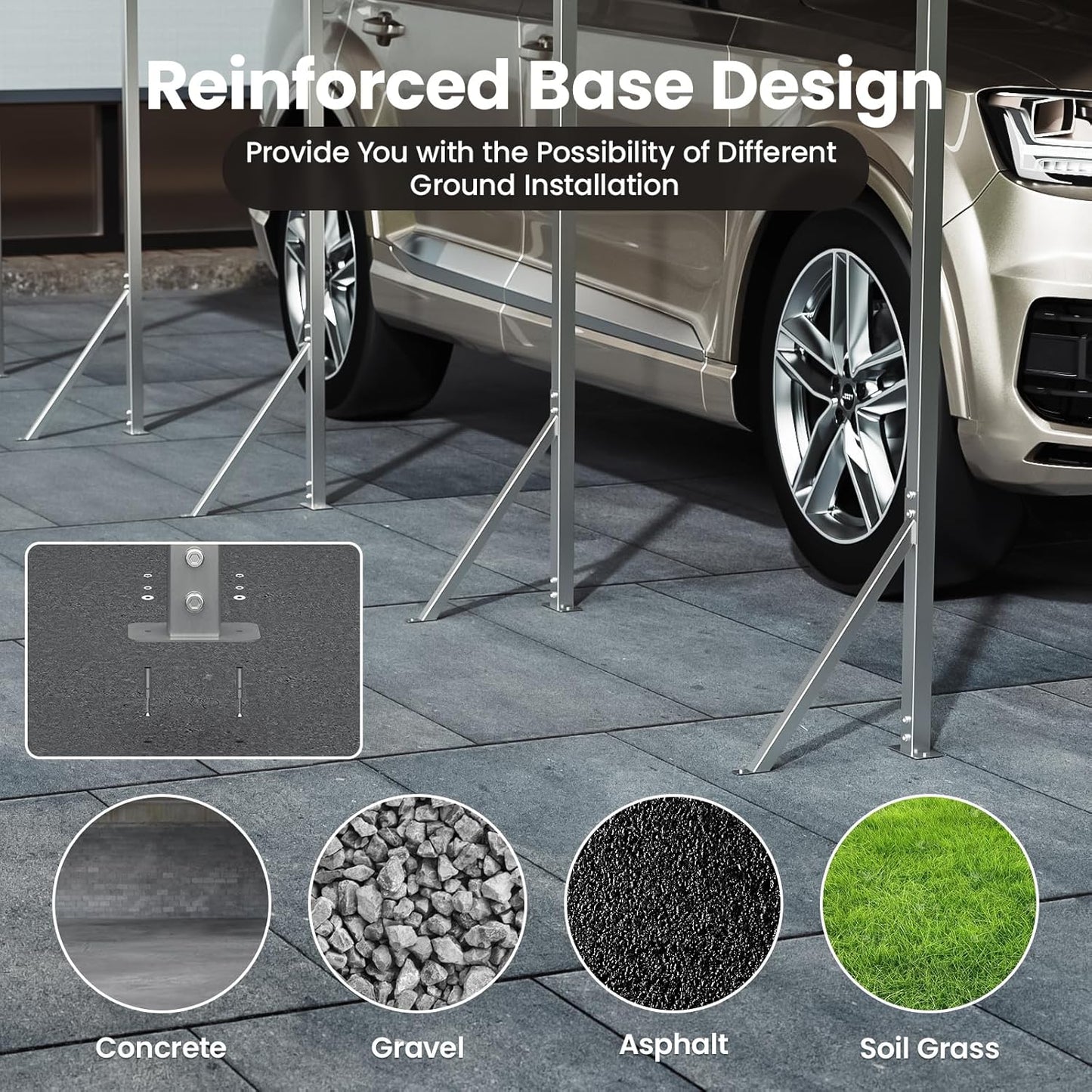 10x15 Ft Carport, Heavy Duty Metal Car Port, All-Weather Protection, Easy Assembly for Cars, Trucks, Boats, Tractors, and Outdoor Storage