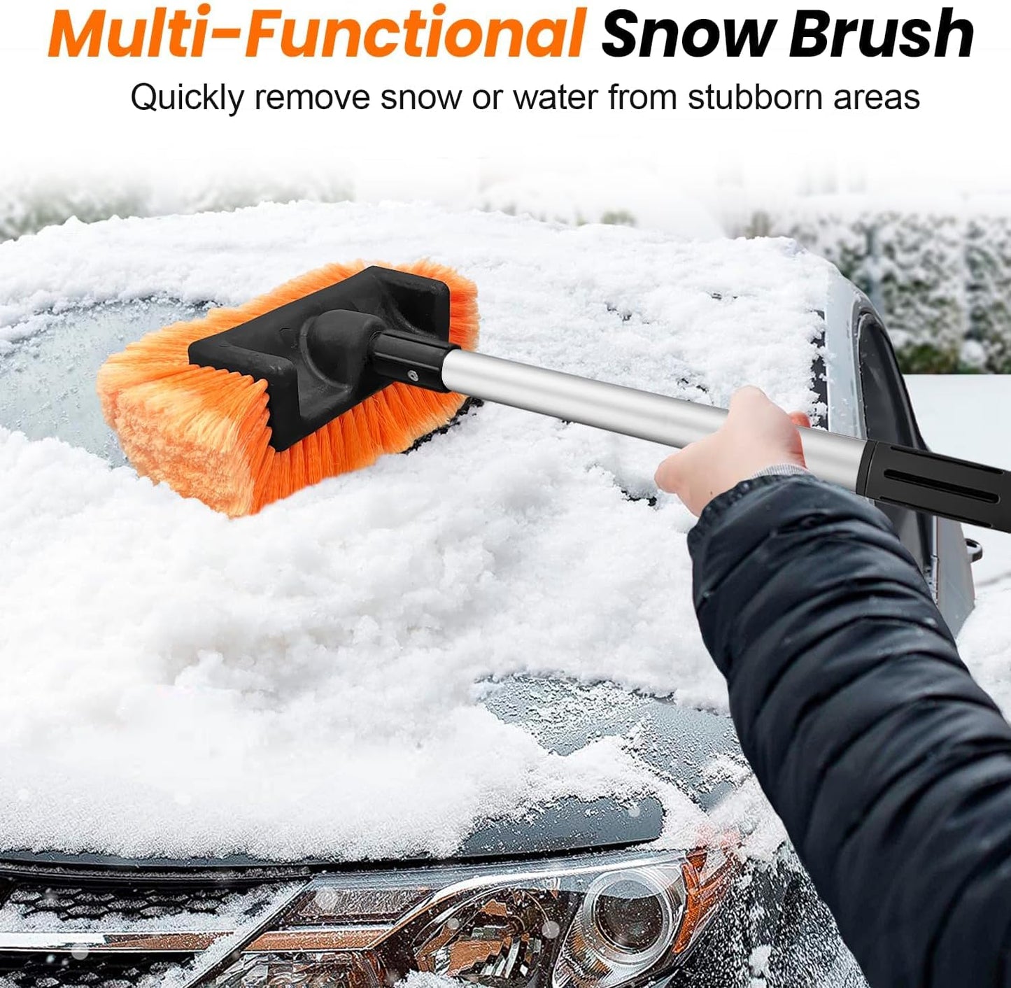 65" Car Wash Brush with Extension Pole, Car Wash 12" Dip Soft Five-Sided Brush, No Scratch Car Cleaning Brush Supplies for RV Boat Truck SUV, House Siding, Snow