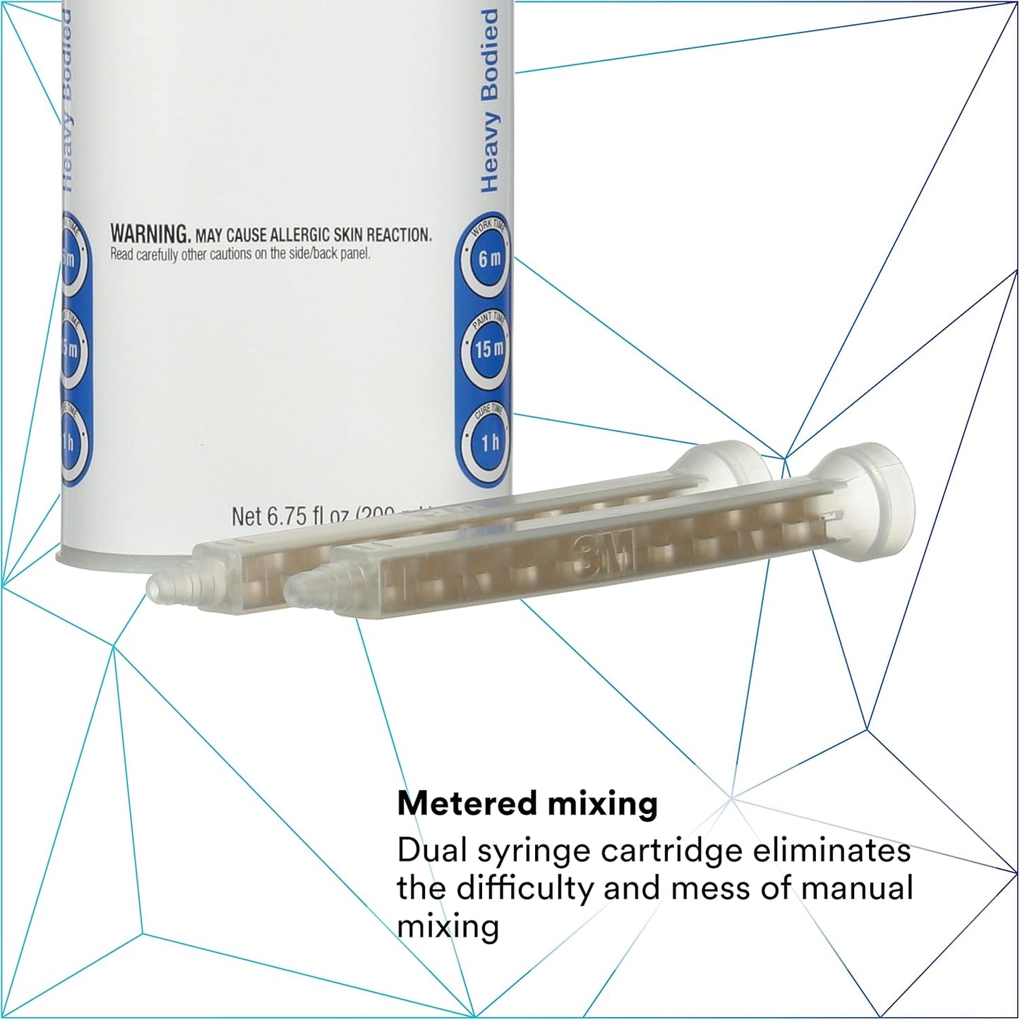 3M Heavy-Bodied Seam Sealer, 08308, Two-Part, Self-Mixing, Automotive Epoxy, 200 ml/6.75 fl oz Cartridge , Black