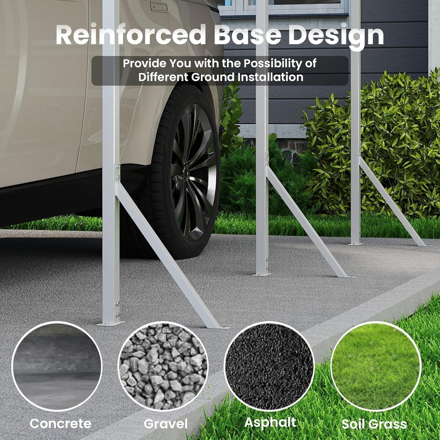 20x20' Heavy Duty Metal Carport – Sturdy Structure, All-Weather Protection, Easy Assembly for Cars, Trucks, Boats, Tractors, and Outdoor Storage (Grey, 20x20FT)