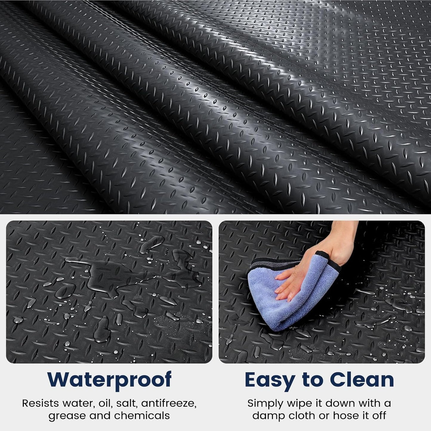 7.5 x 17 FT Garage Floor Mat, Thickened PVC Parking Mat, Anti-Slip Garage Floor Runner & Protector Mat Fits for SUVs, Compact SUV, Sports Car, Heavy Motorcycle, Golf Cart