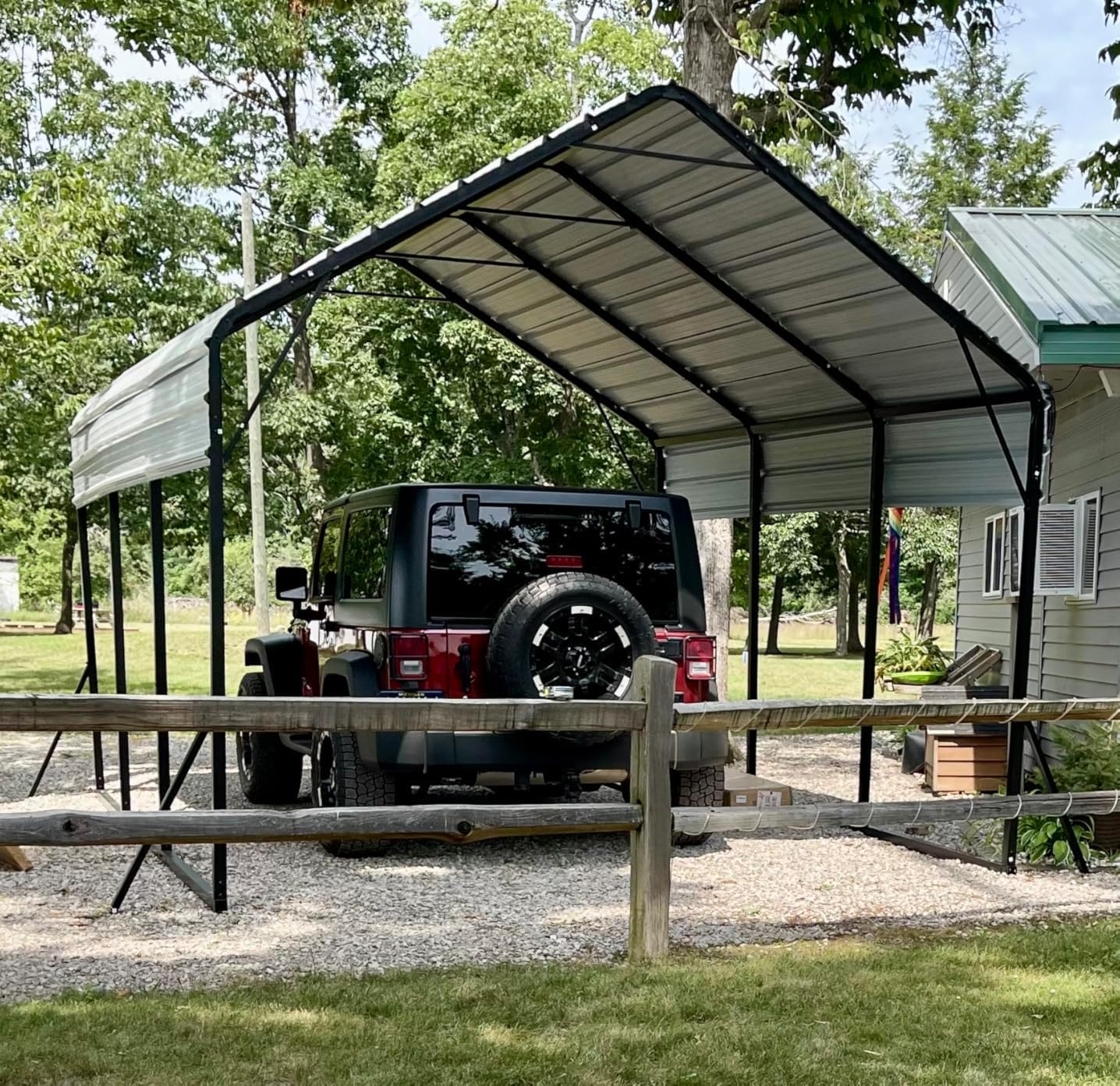 20'x20'x13' Metal Carport for 2 Cars, Heavy Duty Steel Frame for All Weather, Permanent Shelter for Boats, Full-Sized Pickup Trucks, and Tractors, N.W. 800 Lbs