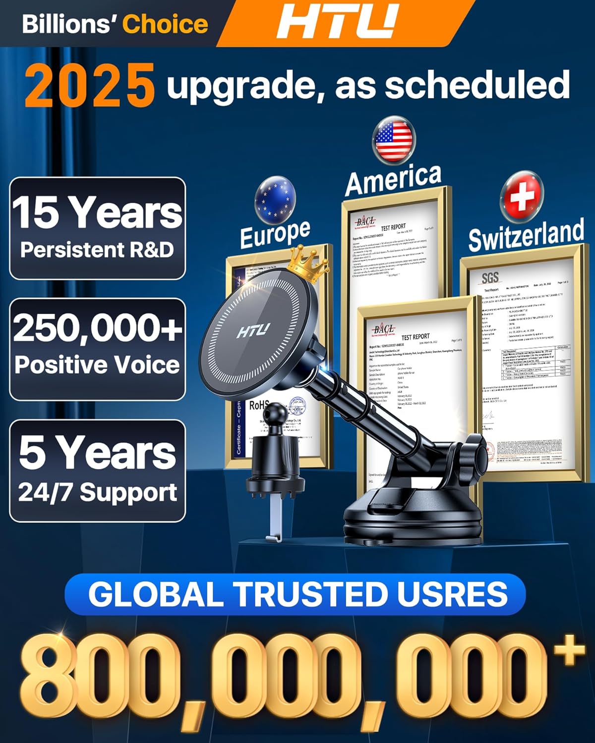 2025 Upgraded for Magsafe Car Mount [80LBS Strongest Suction & Military-Grade] Powerful Magnetic Cell Phone Holder for Car Dashboard Windshield for iPhone 16 15 14 Pro Max Mini (Dark Grey)