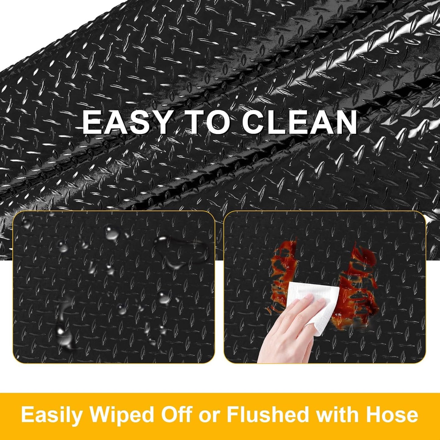 4x6 FT Garage Floor Mat, 2 Rolls 2.8mm Thickened Flooring Roll 48 sqft Diamond Plate PVC Rubber Trailer Mat, Non-Slip Floor Mat for Garage, Motorcycle, Trailer, Pickup Truck, Black