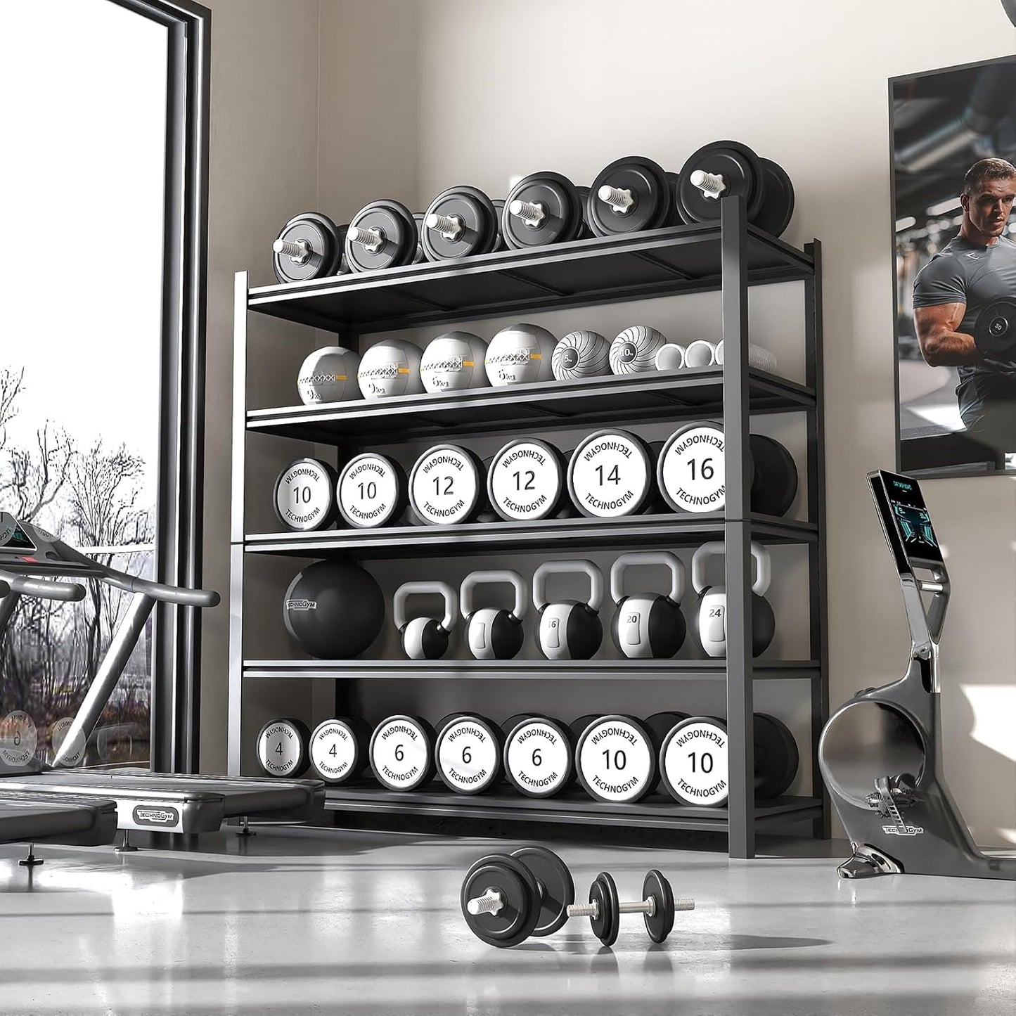 48.2" W Garage Shelving 3000LBS Storage Shelves Heavy Duty Garage Storage Shelves Adjustable 5 Tier Metal Shelves for Storage Industrial Heavy Duty Shelving Utility Shelf 24.2"Dx48.2"Wx 72.2"H