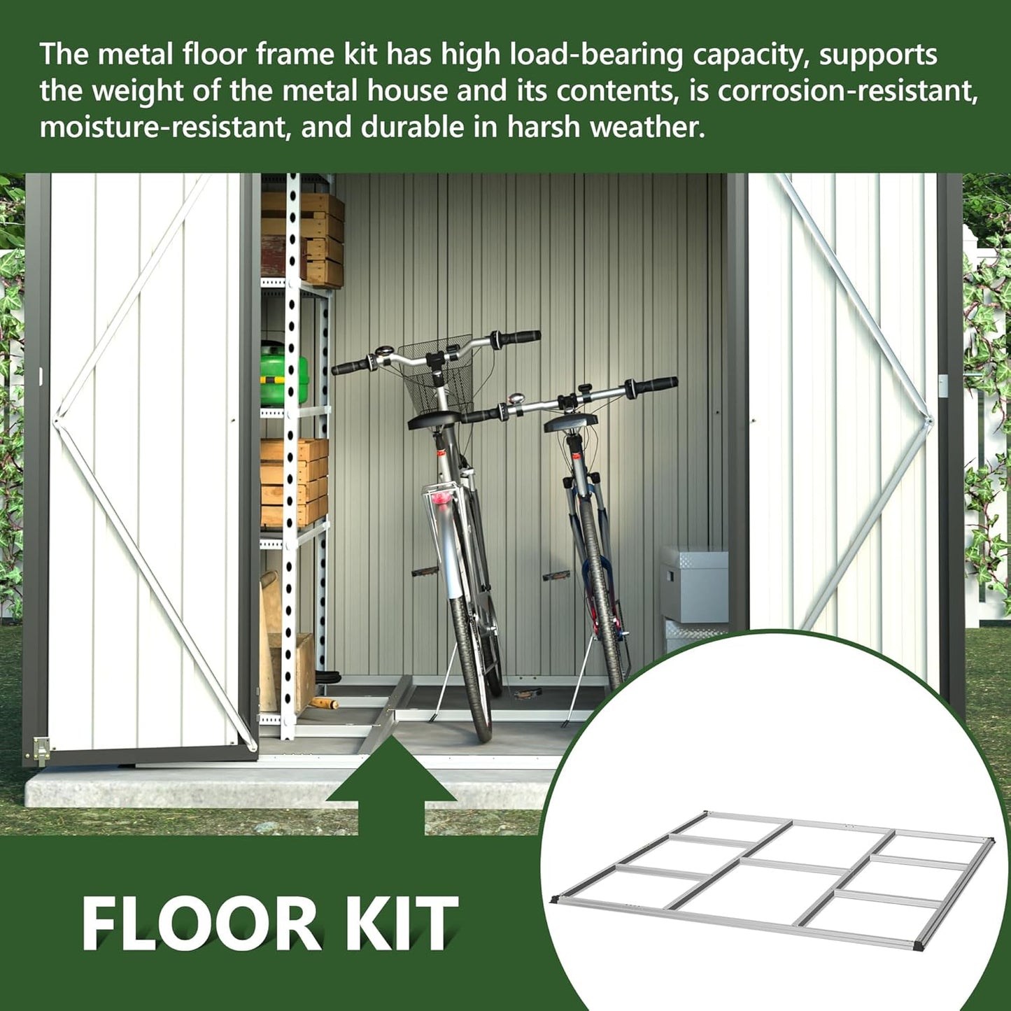 6x6 ft Metal Storage Shed Outdoor,Metal Steel Utility Tool Shed Storage House with Window and Floor Kit for Backyard Garden Patio Lawn Black