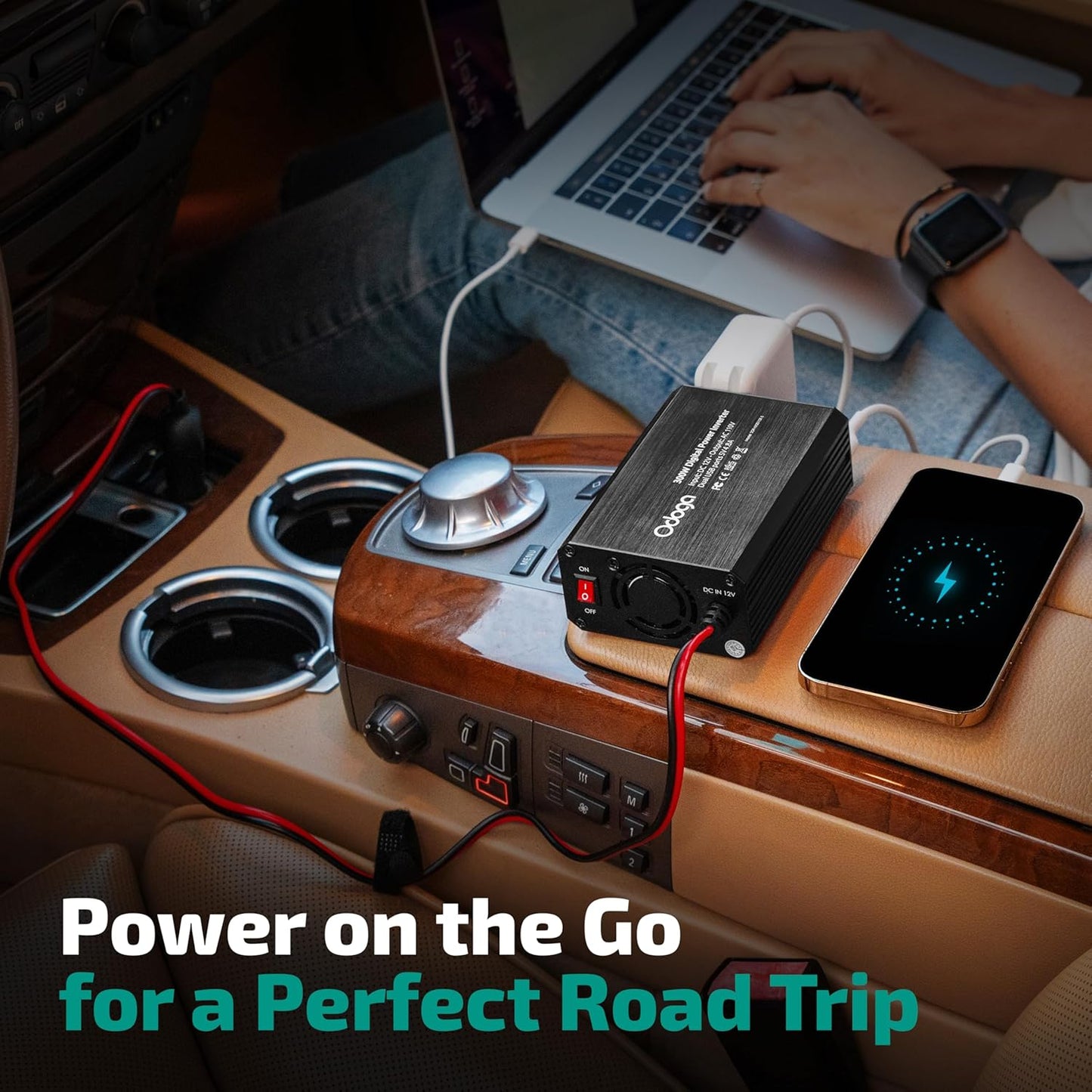 300W Car Power Inverter 12v DC to 110v AC – Car Adapter for Plug Outlet, DC to AC Converter, 4.8A Dual USB by Odoga