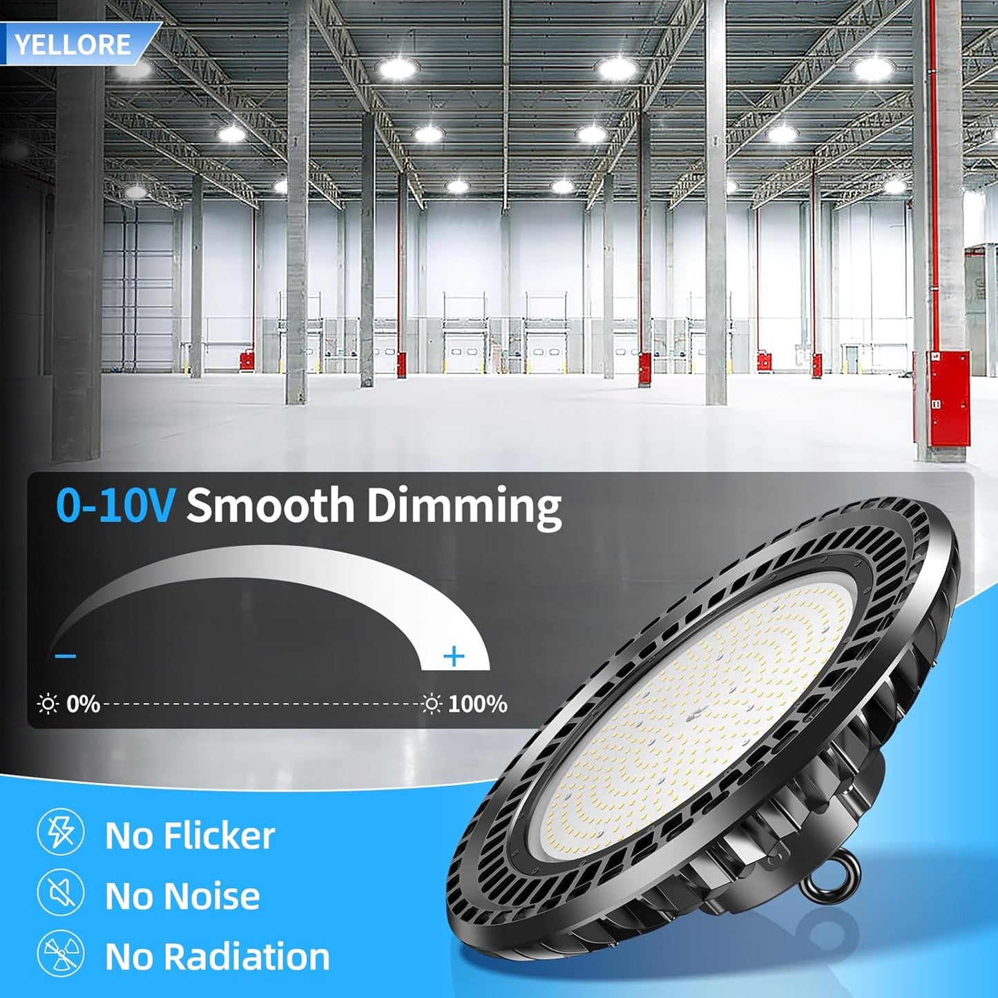 3 Pack 400W LED High Bay Light 56000LM 5000K 120VAC UFO Light IP65 Waterproof Dimmable Commercial Bay Lighting for Workshop|Garage|Factory -ETL&DLC Listed