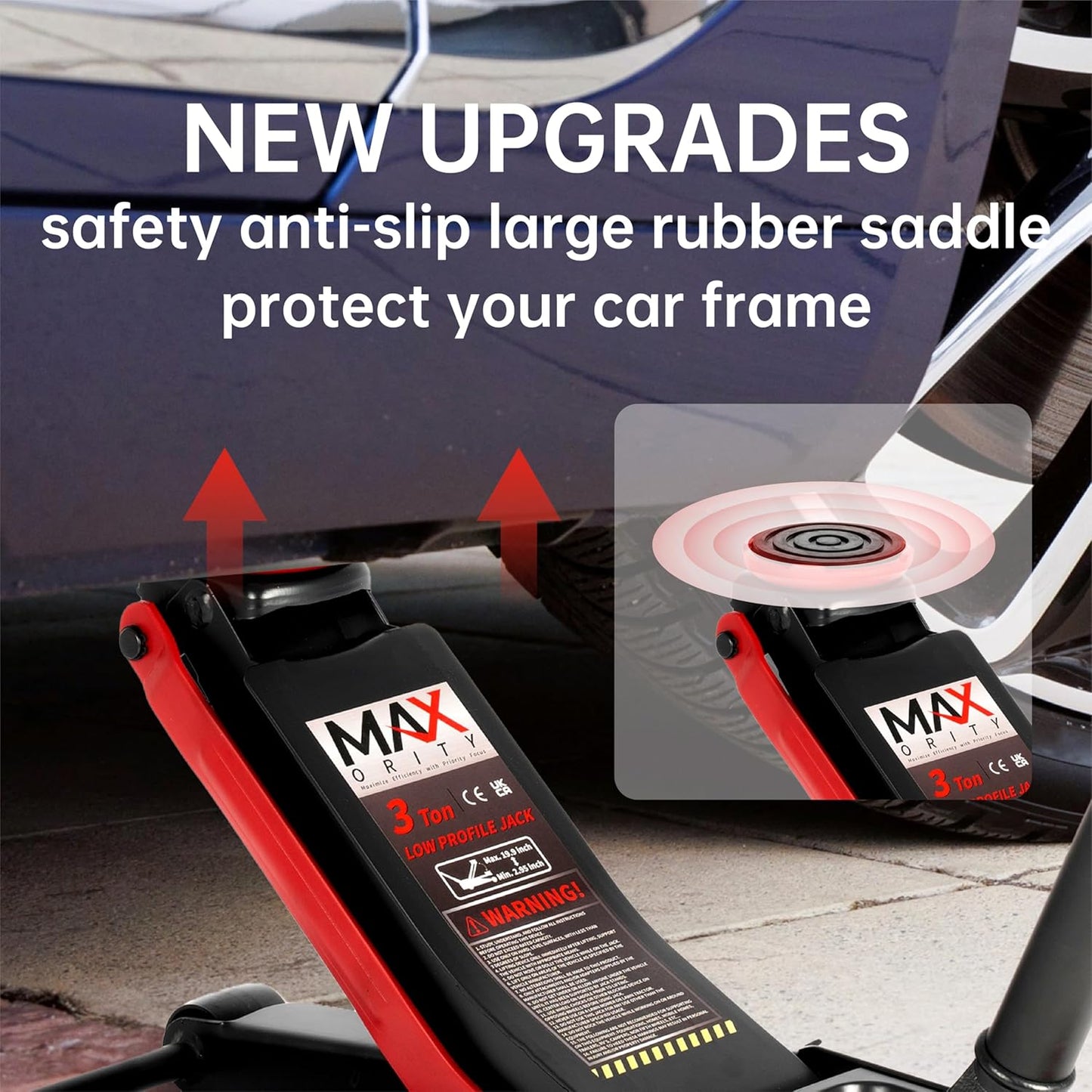 3-Ton (6600lbs) Low-Profile Dual Pistons Heavy-Duty Steel Racing Floor Jack with Quick Lift Hydraulic Pump, Foot Pedal and Magentic Pad for Car Maintenance (Orange, 3 Ton Low Profile)