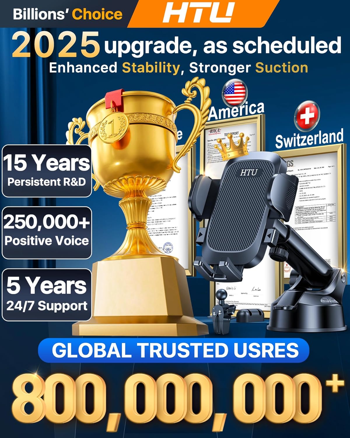 2025 Ultimate Car Phone Holder【80+LBS Strongest Suction & Military-Grade】 Universal Cell Phone Holder Truck Car Mount for Dashboard Windshield Air Vent for iPhone 16 Pro Max 15 Samsung 2pcs,Black