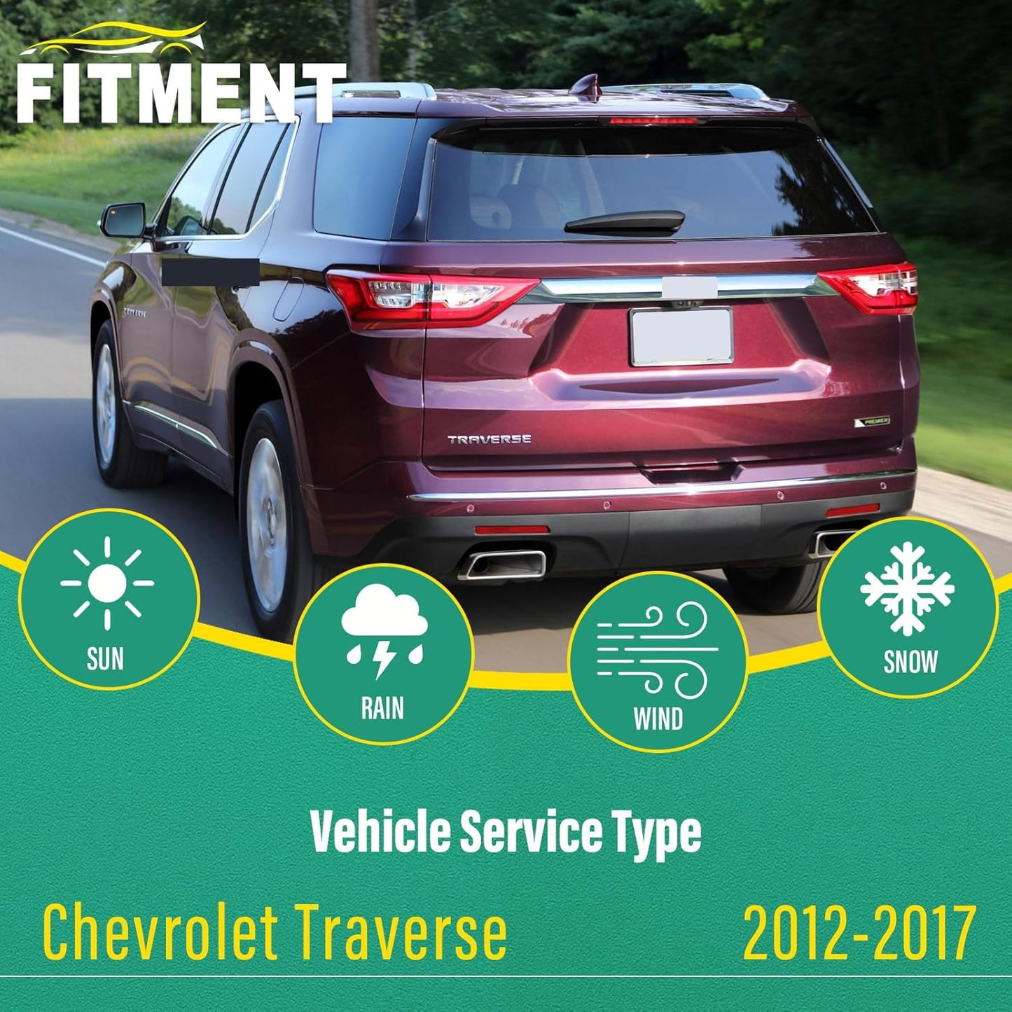 24" 21" 13" Windshield Wiper Blades Replacement for Chevy Chevrolet Traverse 2012 2013 2014 2015 2016 2017 Premium All Weather Front Rear Wipers Set - OEM Quality (Pack of 3)