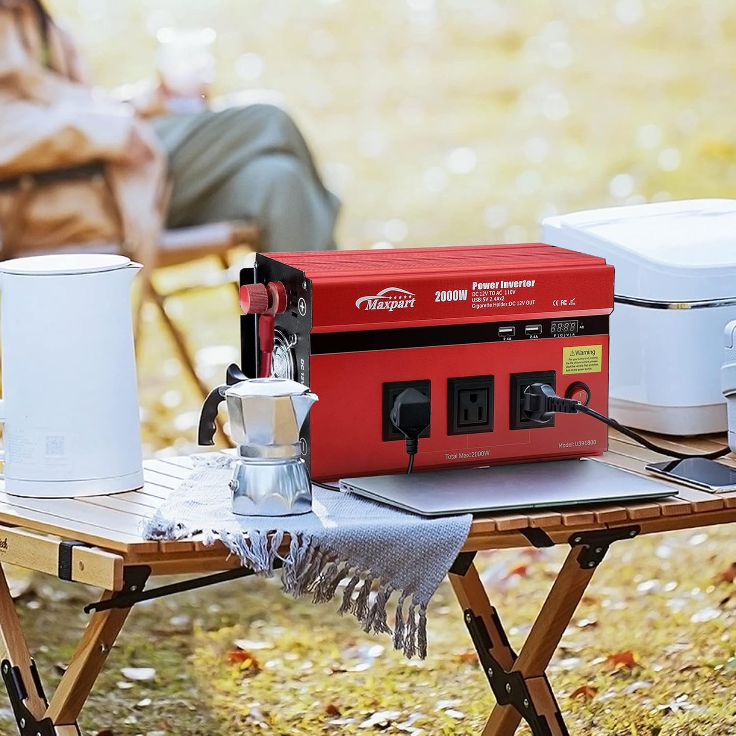 2000w Inverter 12v Car Power Inverters for Vehicles Truck with USB Charging Port,12v DC to 110v AC Inverter Converter with 3 AC Outlets 2000 Watt Invertor Solar Battery Inverter