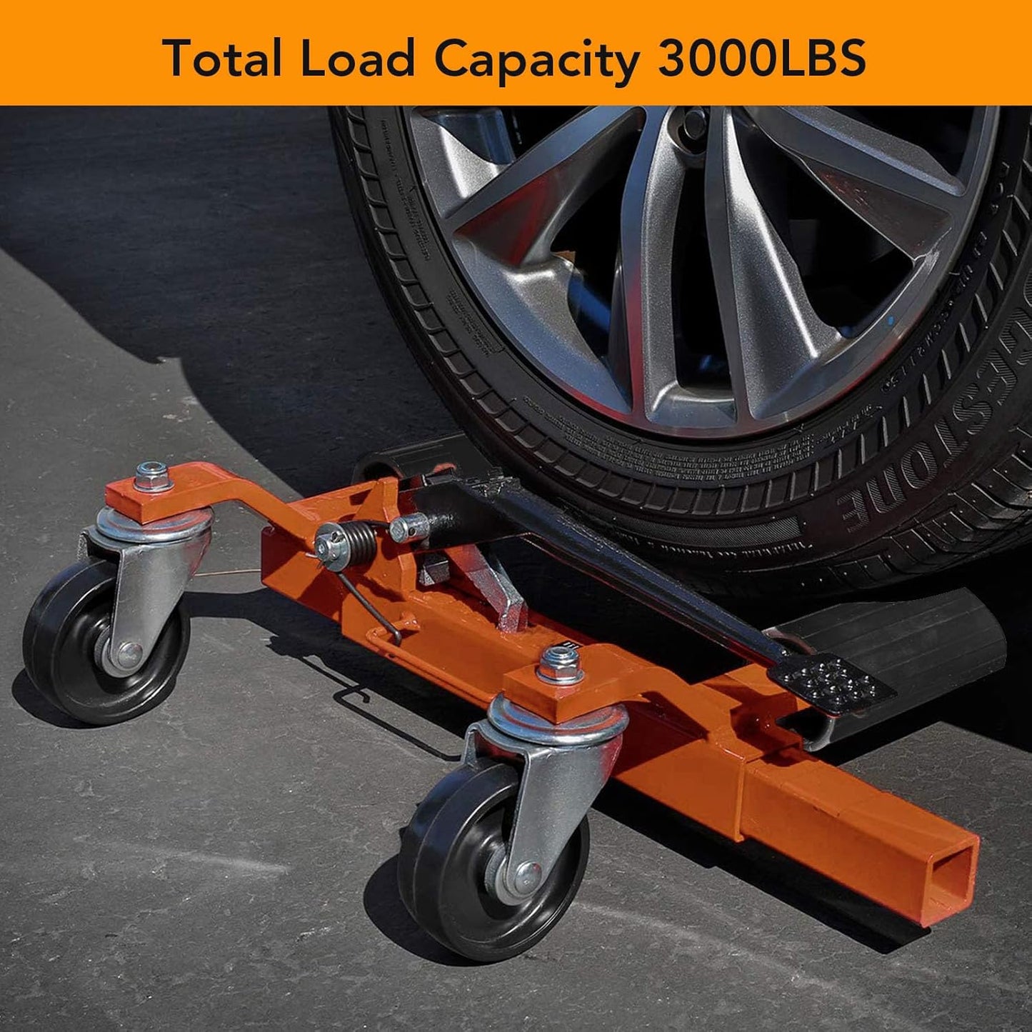 2Pcs Car Wheel Dolly, 1500LBS Capacity Trailer Dolly with Hydraulic Tire Jack for Vehicle Positioning for Truck Rv Trailer, Orange
