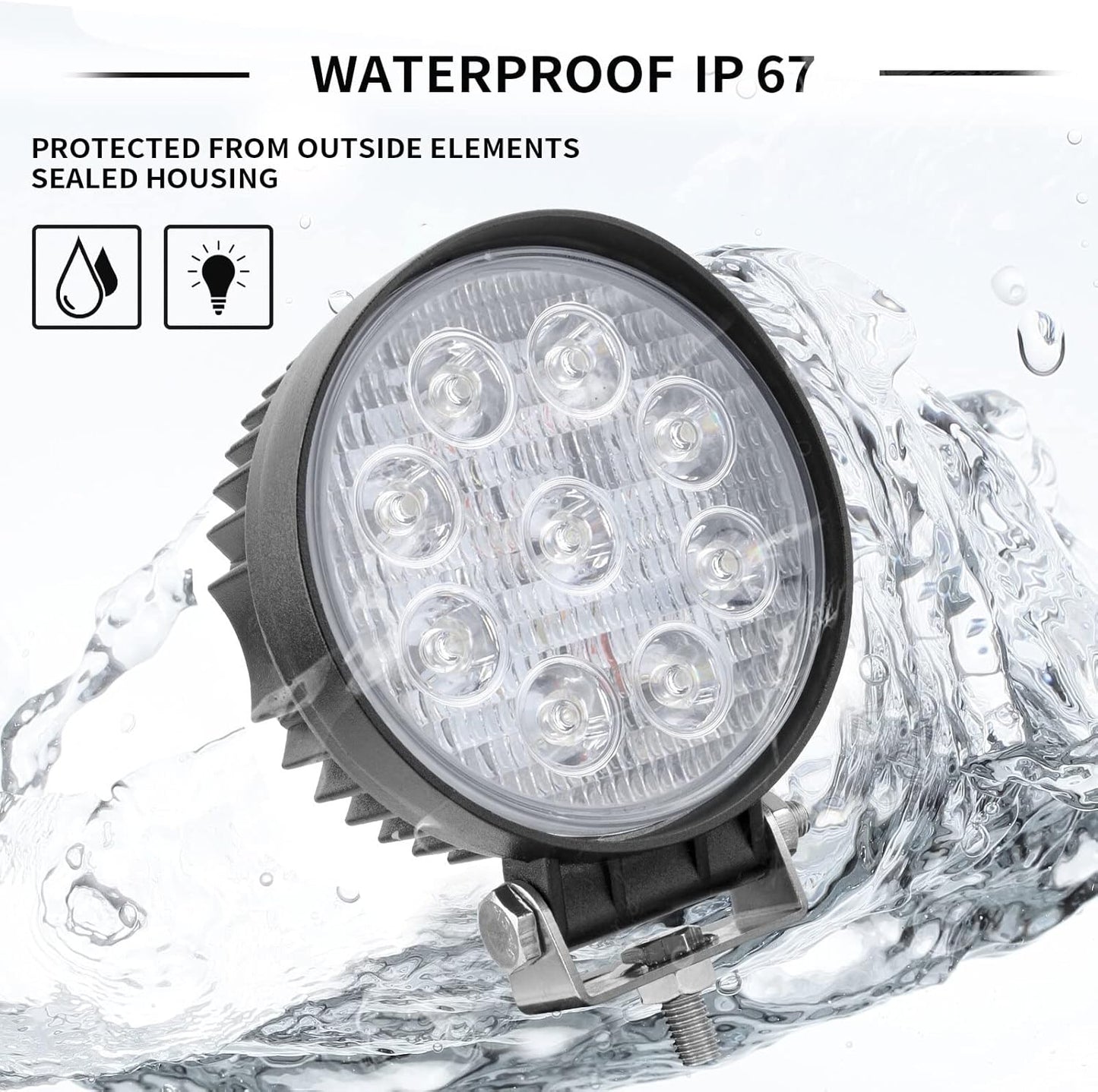 27W Spot Red Round Work LED Light Fog Offroad Off Road Lights Driving Lamp Waterproof for Hunting Pickup UTV Truck Car Boat SUV Boat 4WD ATV 12V 24V 4x4 Tractor Motorcycle（2pcs）