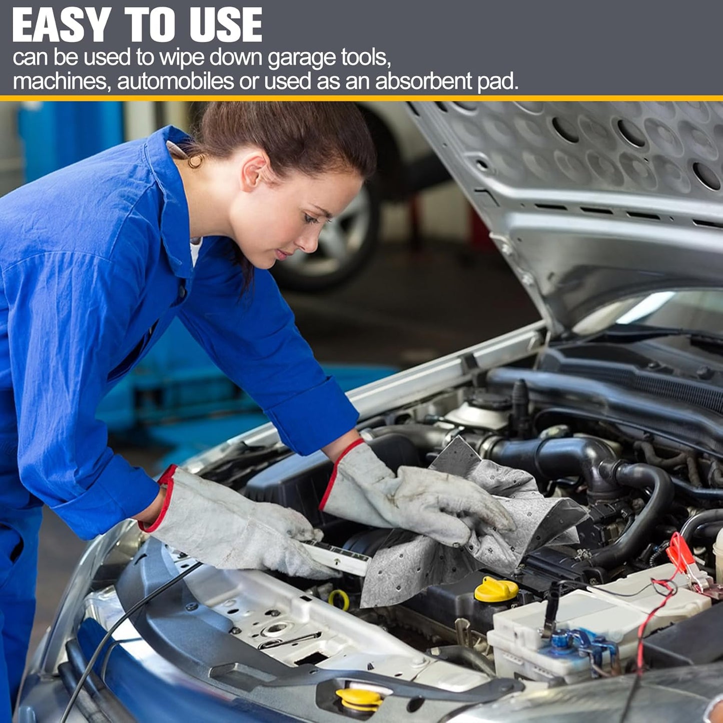 30PC Oil Absorbent Pads | 13"X10" Meltblown Polypropylene Mats, Hand-Tear Lines for Automotive & Workshop | Vacuum Eco-Packaging, Reusable Spill Control