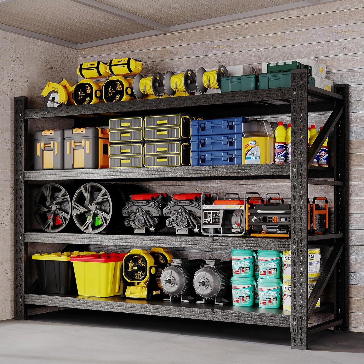 60" W Storage Shelves 5000lbs Garage Metal Shelving Heavy Duty Garage Shelves Adjustable Storage Shelves for Industrial, Factory, (60" W X 24" D X 70" H)