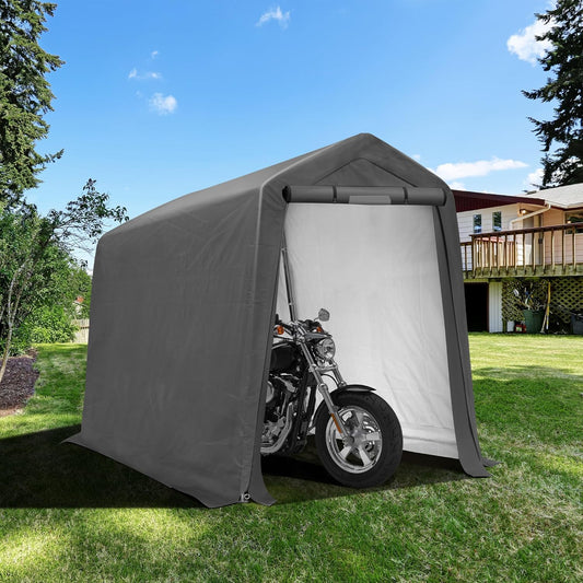 6x7Ft Outdoor Storage Shed, Portable Storage Shed with Roll-up Ventilated Door,Heavy Duty Waterproof Shelter Tent Carport for Motorcycle, Firewood, Garden Tools