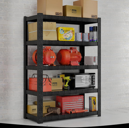 5 Tier Garage Shelves - 72"H x 39.4"W x 18"D, 3000 lbs Heavy Duty, Matte Black, Adjustable Metal Shelving for Industrial Garage Storage